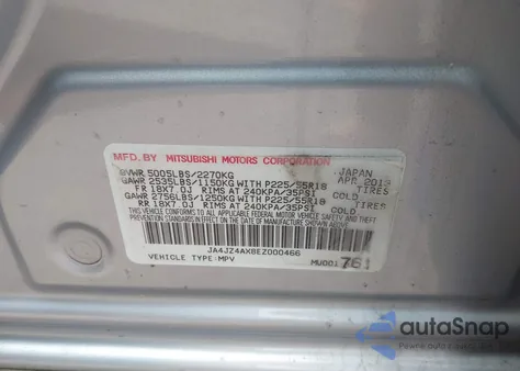 2014 Mitsubishi Outlander Gt z USA, uszkodzony, nr VIN JA4JZ4AX8EZ000466